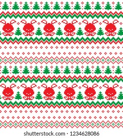 New Year's Christmas pattern pixel vector illustration