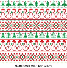 New Year's Christmas pattern pixel vector illustration