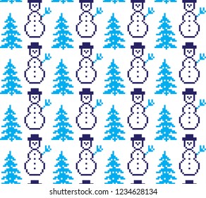 New Year's Christmas pattern pixel vector illustration