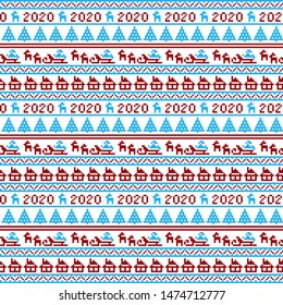 New Year's Christmas pattern pixel vector illustration