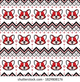 New Year's Christmas pattern pixel with dogs vector illustration eps