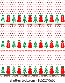 New Year's Christmas pattern pixel vector illustration