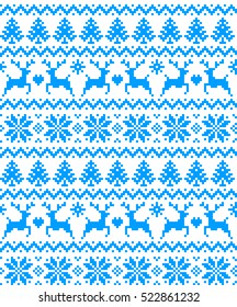 New Year's Christmas pattern pixel, card - scandynavian Norwegian sweater style