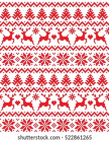 New Year's Christmas pattern pixel, card - scandynavian Norwegian sweater style