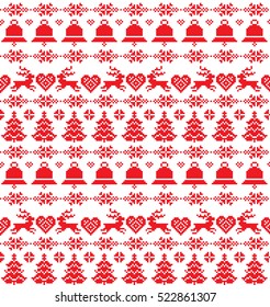 New Year's Christmas pattern pixel, card - scandynavian Norwegian sweater style