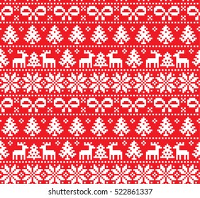 Weihnachtsmuster-Pixel des Neujahrs, Karte - skandinavischer norwegischer Pullover-Stil