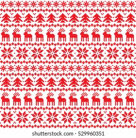 New Year's Christmas pattern pixel, card - scandynavian Norwegian sweater style