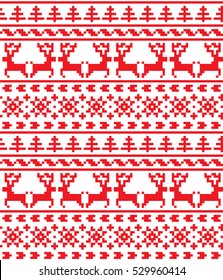New Year's Christmas pattern pixel, card - scandynavian Norwegian sweater style