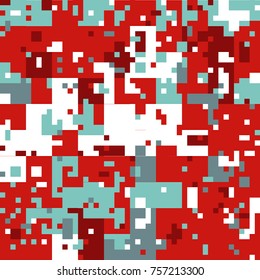 New Year's Christmas Pixel Patterns, Modern Xmas Backgrounds, Winter Fashion Pattern Swatches made with Christmas Colors