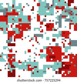 New Year's Christmas Pixel Patterns, Modern Xmas Backgrounds, Winter Fashion Pattern Swatches made with Christmas Colors