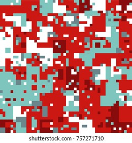 New Year's Christmas Pixel Patterns, Modern Xmas Backgrounds, Winter Fashion Pattern Swatches made with Christmas Colors