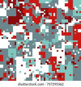 New Year's Christmas Pixel Patterns, Modern Xmas Backgrounds, Winter Fashion Pattern Swatches made with Christmas Colors