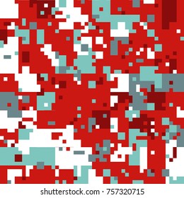 New Year's Christmas Pixel Patterns, Modern Xmas Backgrounds, Winter Fashion Pattern Swatches made with Christmas Colors
