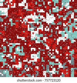 New Year's Christmas Pixel Patterns, Modern Xmas Backgrounds, Winter Fashion Pattern Swatches made with Christmas Colors