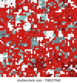 New Year's Christmas Pixel Patterns, Modern Xmas Backgrounds, Winter Fashion Pattern Swatches made with Christmas Colors