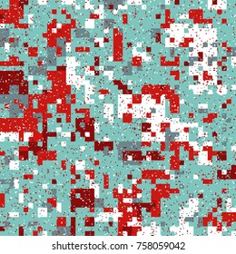 New Year's Christmas Pixel Patterns, Modern Xmas Backgrounds, Winter Fashion Pattern Swatches made with Christmas Colors
