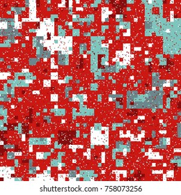 New Year's Christmas Pixel Patterns, Modern Xmas Backgrounds, Winter Fashion Pattern Swatches made with Christmas Colors