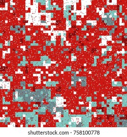 New Year's Christmas Pixel Patterns, Modern Xmas Backgrounds, Winter Fashion Pattern Swatches made with Christmas Colors