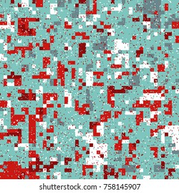 New Year's Christmas Pixel Patterns, Modern Xmas Backgrounds, Winter Fashion Pattern Swatches made with Christmas Colors