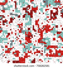 New Year's Christmas Pixel Patterns, Modern Xmas Backgrounds, Winter Fashion Pattern Swatches made with Christmas Colors