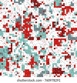 New Year's Christmas Pixel Patterns, Modern Xmas Backgrounds, Winter Fashion Pattern Swatches made with Christmas Colors