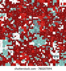 New Year's Christmas Pixel Patterns, Modern Xmas Backgrounds, Winter Fashion Pattern Swatches made with Christmas Colors