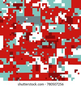 New Year's Christmas Pixel Patterns, Modern Xmas Backgrounds, Winter Fashion Pattern Swatches made with Christmas Colors