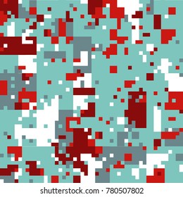 New Year's Christmas Pixel Patterns, Modern Xmas Backgrounds, Winter Fashion Pattern Swatches made with Christmas Colors