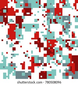 New Year's Christmas Pixel Patterns, Modern Xmas Backgrounds, Winter Fashion Pattern Swatches made with Christmas Colors