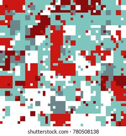 New Year's Christmas Pixel Patterns, Modern Xmas Backgrounds, Winter Fashion Pattern Swatches made with Christmas Colors