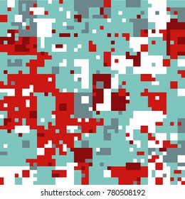 New Year's Christmas Pixel Patterns, Modern Xmas Backgrounds, Winter Fashion Pattern Swatches made with Christmas Colors