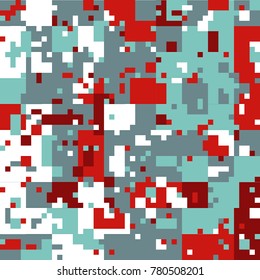 New Year's Christmas Pixel Patterns, Modern Xmas Backgrounds, Winter Fashion Pattern Swatches made with Christmas Colors