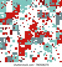 New Year's Christmas Pixel Patterns, Modern Xmas Backgrounds, Winter Fashion Pattern Swatches made with Christmas Colors