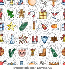 new years, christmas seamless pattern