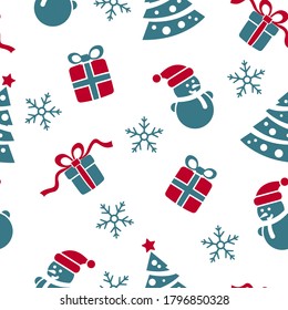 New year's Christmas seamless pattern . Ideal for Wallpaper, textiles, wrapping paper. Isolated, vector background