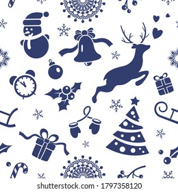 New year's Christmas seamless pattern . Ideal for Wallpaper, textiles, wrapping paper. Isolated, vector background