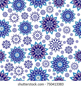 New Year's Christmas seamless pattern with winter snowflakes.