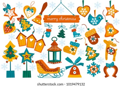 New Year's, Christmas set.Separate layers of objects and background for easy editing.Illustration done in cartoon style