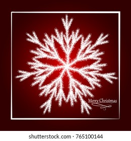 New Year's Christmas snowflake on a red background