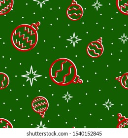 New Years Christmas winter background. Seamless pattern with gifts, christmas tree and toys, snowflake. Holiday concept. Suitable for design, decoration, wrapping paper, gifts, cover.
