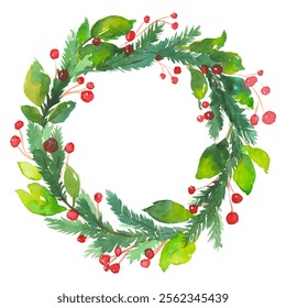 New Year's and Christmas Wreath vector illustration on isolated white color background