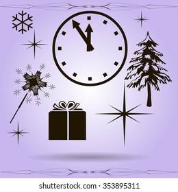 New Year's clock vector icon