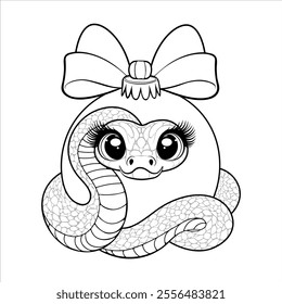 New Year's coloring book for children . Snake coloring book for kids. Coloring book animals. snake is a children's illustration .