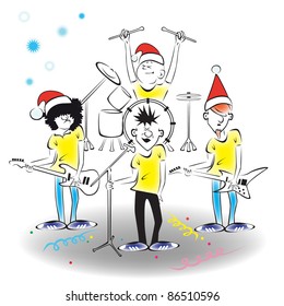 New Year's concert of the musical group on stage.