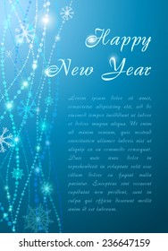 New Year's congratulatory background with snowflakes and garlands