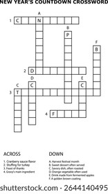 Contagem regressiva de anos novos Crossword Puzzle Grid Pistas vetor