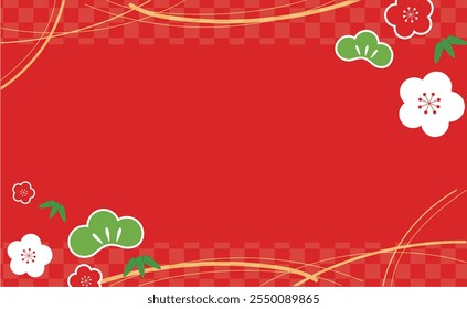 New Year's cute Japanese style background illustration material