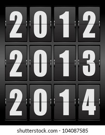 New Year's date. Set of numbers on a mechanical timetable. Vector.