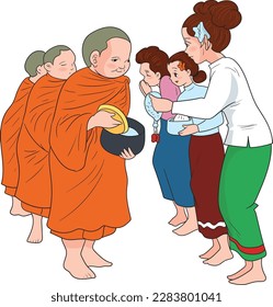 New Year's Day Giving food to monks