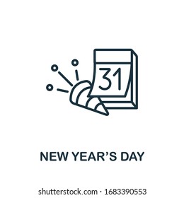 New Year'S Day icon from hollidays collection. Simple line New Year'S Day icon for templates, web design and infographics